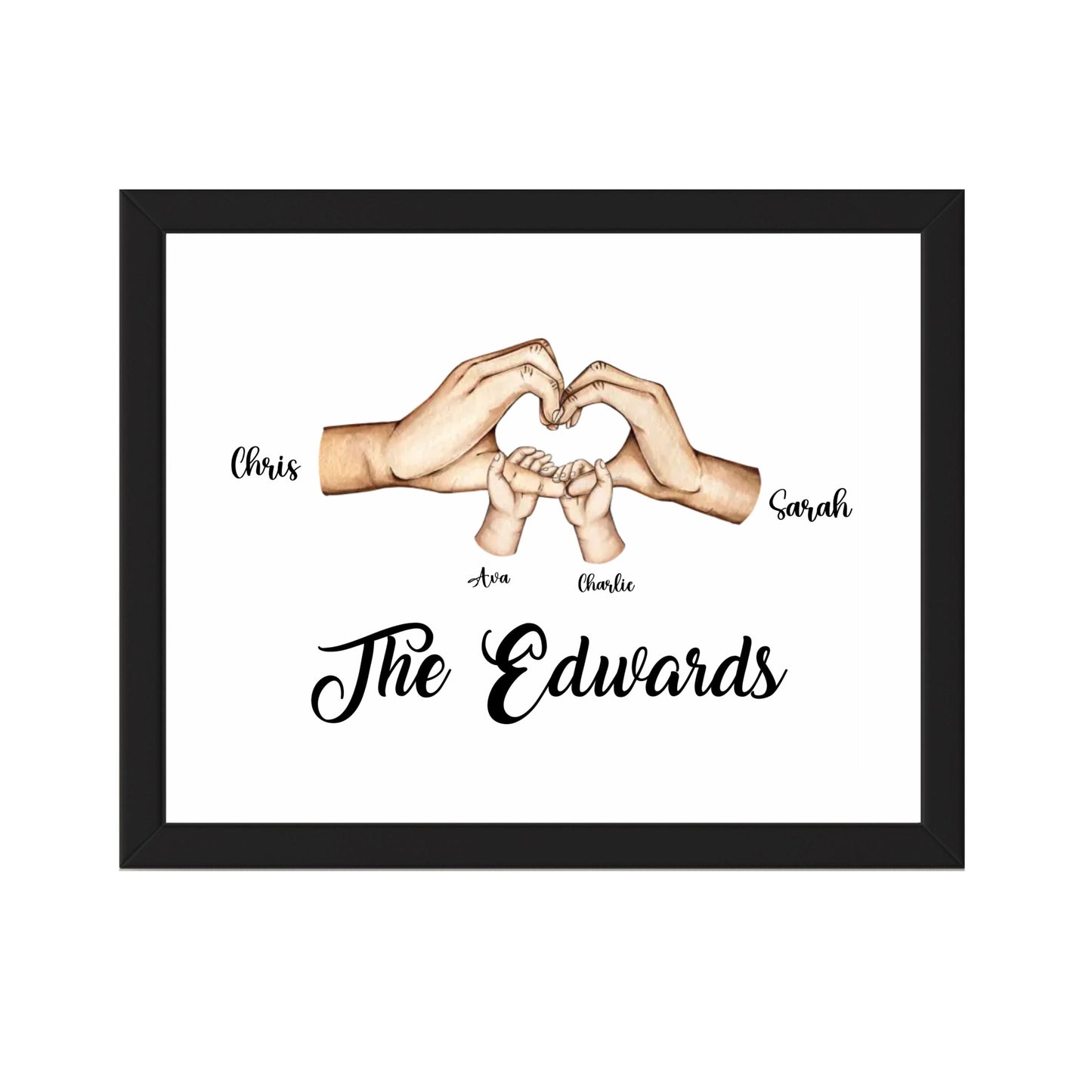 Personalised Family Heart Hands - Framed Print