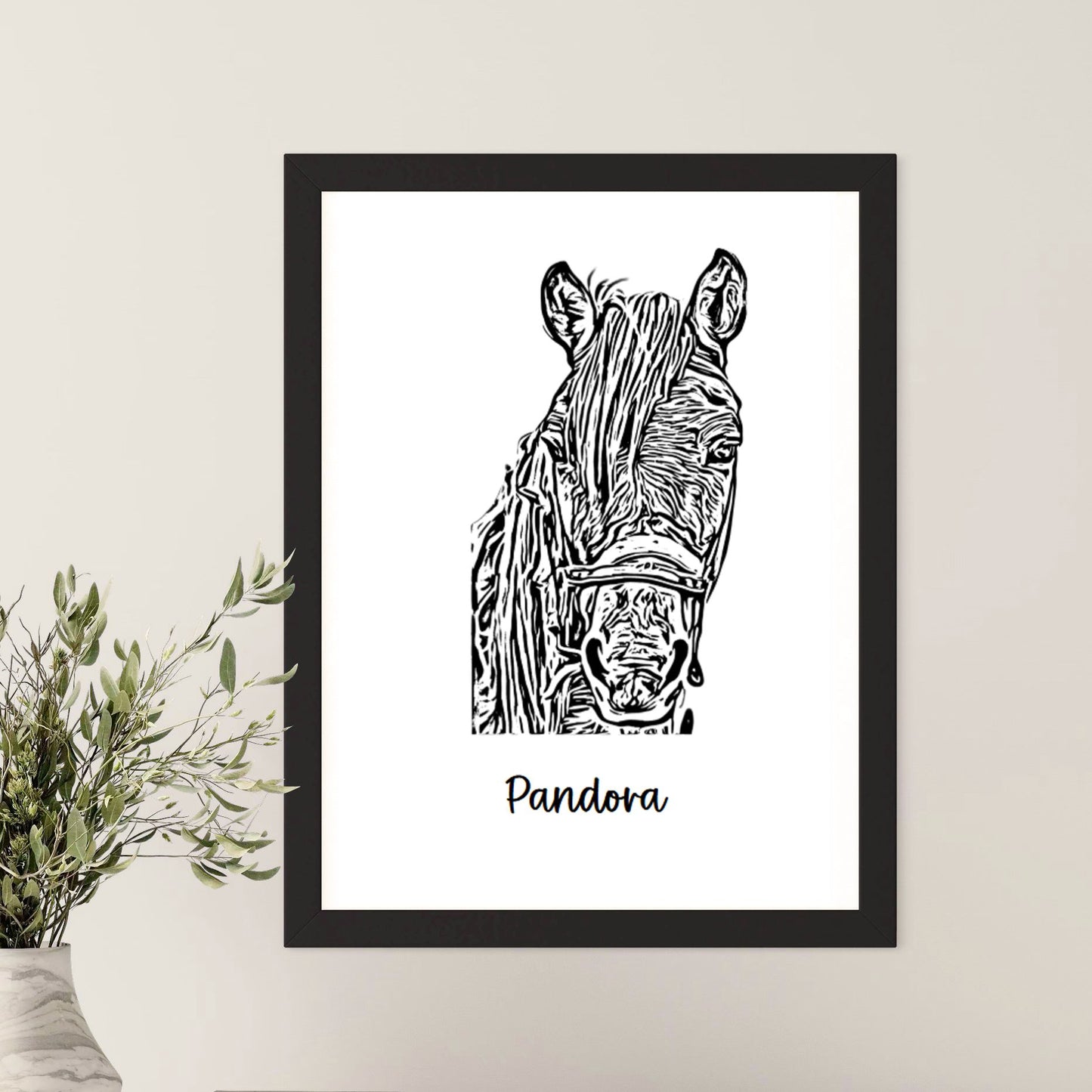 Personalised Pet Photo to Sketch Artwork - Framed Print